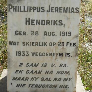HENDRIKS Phillippus Jeremias 1919-1933