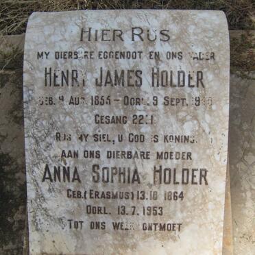HOLDER Henry James 1855-1910 &amp; Anna Sophia ERASMUS 1864-1953
