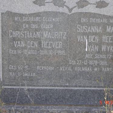 HEEVER Christiaan Mauritz, van den 1868-1915 :: van WYK Susanna Maria formerly van den HEEVER nee SCHOLTZ 1878-