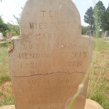 HENNING Maria Sussanna 1921-1921 :: HENNING Sussanna Cathriena 1921-1922