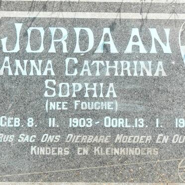 JORDAAN Anna Cathrina Sophia FOUCHE 1903-1980