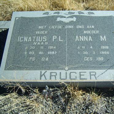 KRUGER Ignatius P.L. 1914-1997 &amp; Anna M. 1918-1985