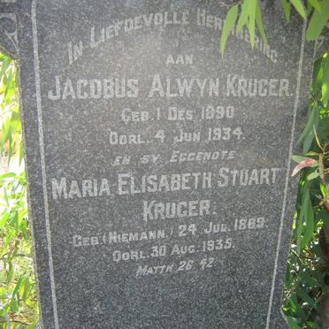 KRUGER Jacobus Alwyn 1890-1934 &amp; Maria Elisabeth Stuart NIEMANN 1889-1935