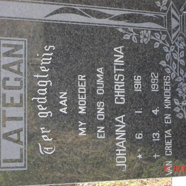 LATEGAN Johanna Christina 1916-1992