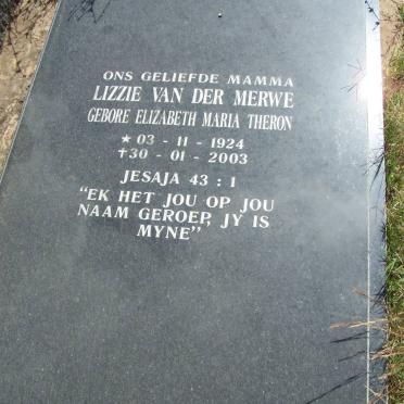 MERWE Elizabeth Maria, van der nee THERON 1924-2003