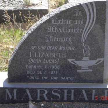 MARSHALL Elizabeth nee LUCAS 1883-1977
