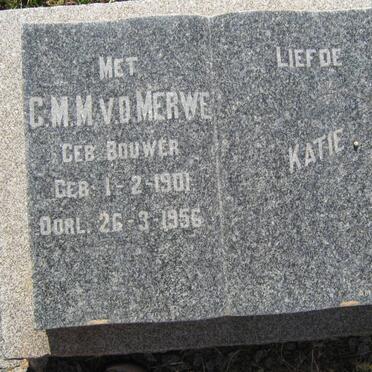 MERWE C.M.M., v.d. nee BOUWER 1901-1956