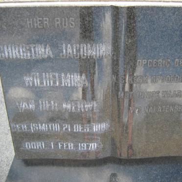 MERWE Christina Jacomina wilhelmina, van der nee SMITH 1885-1970