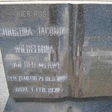 MERWE Christina Jacomina wilhelmina, van der nee SMITH 1885-1970