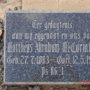 McCORMICK Mattheus Abraham 1883-1952