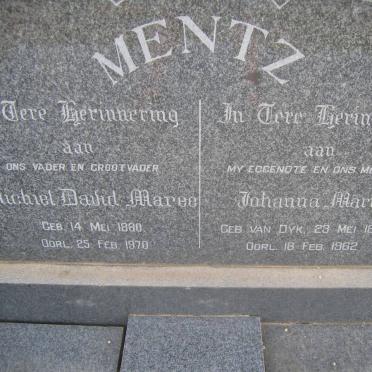 MENTZ Michiel David Maree 1880-1970 &amp; Johanna Maria van DYK 1878-1962