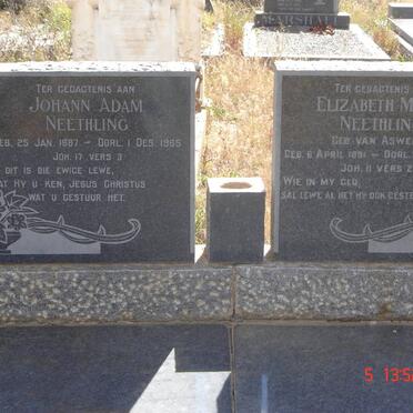 NEETHLING Johann Adam 1887-1965 &amp; Elizabeth Maria van ASWEGEN 1891-1957