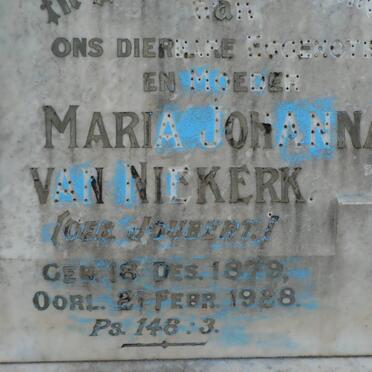 NIEKERK Maria Johanna, van nee JOUBERT 1879-1928