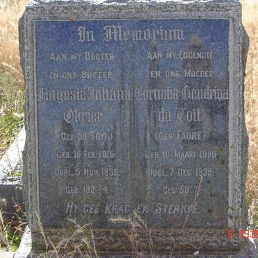 OLIVIER Augusta Juliana nee DU TOIT 1915-1936 :: DU TOIT Cornelia Hendrina nee FAURE 1890-1935