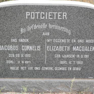 POTGIETER Jacobus Cornelis 1910-1977 &amp; Elizabeth Magdalena JANSEN 1911-1969
