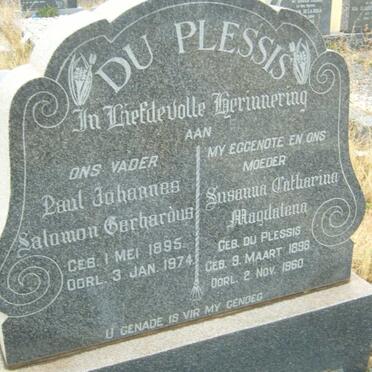 PLESSIS Paul Johannes Salomon Gerhardus, du 1895-1974 &amp; Susanna Catharina Magdalena DU PLESSIS 1896-1960