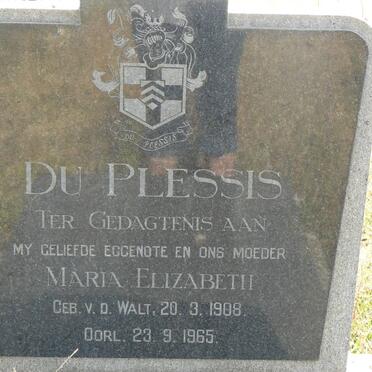 PLESSIS Maria Elizabeth, du nee van der WALT 1908-1965