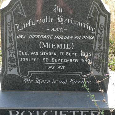 POTGIETER Miemie van STADEN 1895-1983