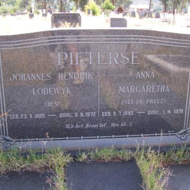 PIETERSE Johannes Hendrik Lodewyk 1885-1972 &amp; Anna Margaretha DU PREEZ 1890-1978