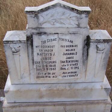 RENSBURG Matthys J., Janse van 1856-1942 &amp; Johanna D. 1863-1945