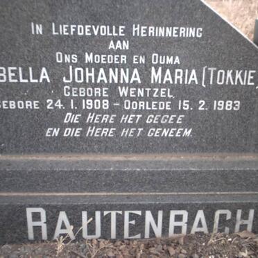 RAUTENBACH Isabella Johanna Maria nee WENTZEL 1908-1983