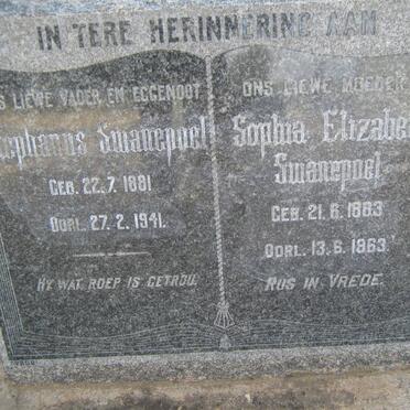 SWANEPOEL Stephanus 1881-1941 &amp; Sophia Elizabeth 1883-1963