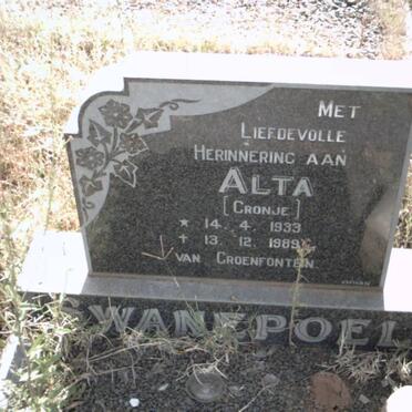 SWANEPOEL Alta nee CRONJE 1933-1989