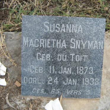 SNYMAN Susanna Magrietha nee du TOIT 1873-1938