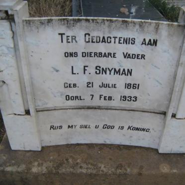 SNYMAN L.F. 1861-1933
