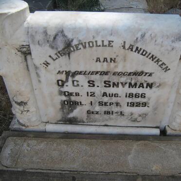 SNYMAN L.F. 1861-1933 &amp; O.G.S. 1866-1929 