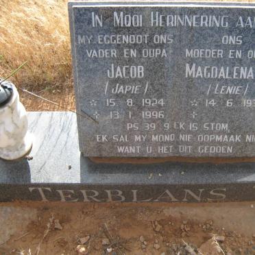 TERBLANS Jacob 1924-1996 &amp; Magdalena M. 1937-