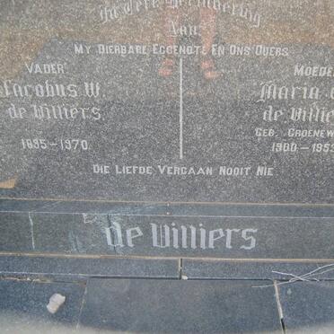VILLIERS Jacobus W., de 1895-1970 &amp; Maria C.J. GROENEWOUD 1900-1953 