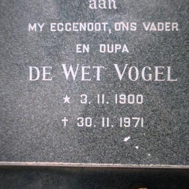 VOGEL De Wet 1900-1971