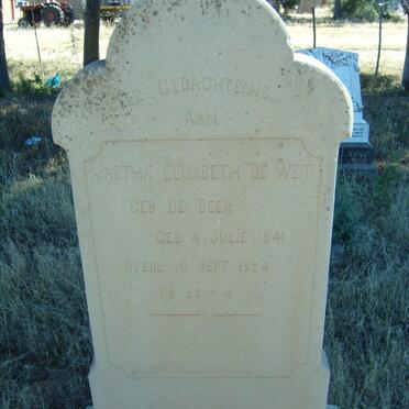 WET Martha Elisabeth, de nee DE BEER 1841-1924
