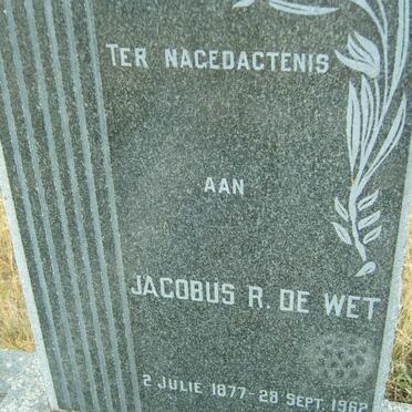 WET Jacobus R., de 1877-1962