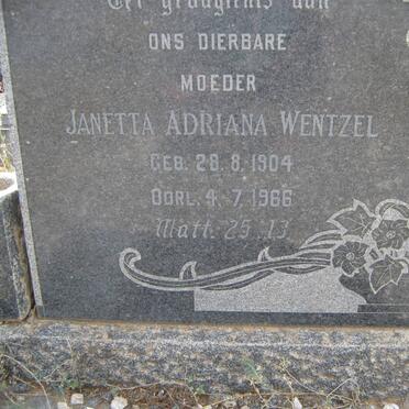 WENTZEL Willem Paul 1888-1955 &amp; Janetta Adriana 1904-1966