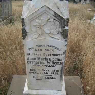 WILLEMSE Anna Maria Glodina Catharina nee KRUGER 1879-1925