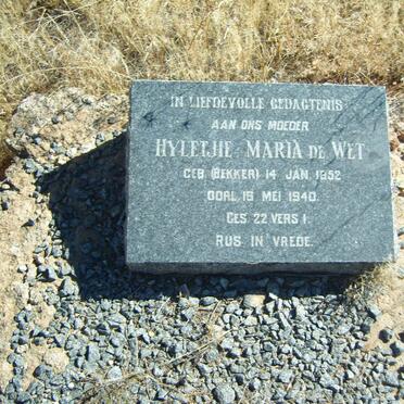 WET Hyletjie Maria, de nee BEKKER 1852-1940