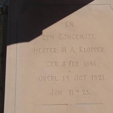 KLOPPER Hester M.A. 1846-1921