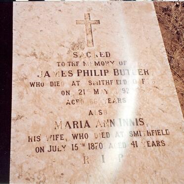 BUTLER James Philip -1892 &amp; Maria Ann INNES -1870