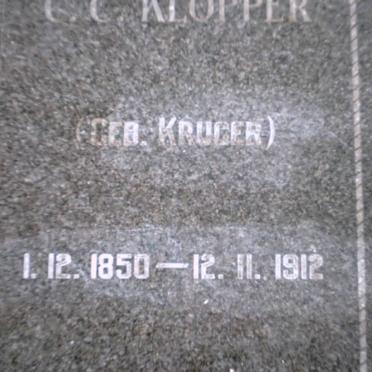 KLOPPER L.C.J. 1849-1929 &amp; C.C. KRUGER 1850-1912