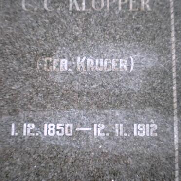 KLOPPER L.C.J. 1849-1929 &amp; C.C. KRUGER 1850-1912