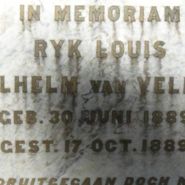 VELDEN Ryk Louis Wilhelm, van 1889-1889