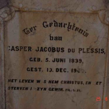 PLESSIS Casper Jacobus, du 1839-1909