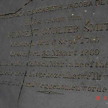 SMIT Burgert Godlieb 1794-1866 &amp; Frederica Elisabeth Jacoba DE BEER 1795-1869