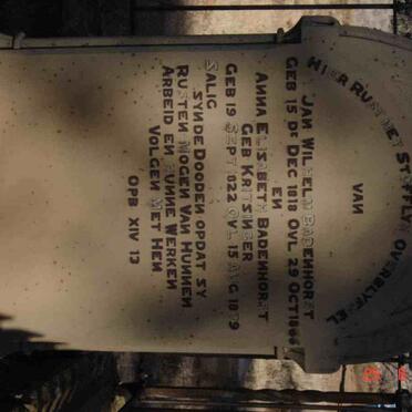 BADENHORST Jan Wilhelm 1818-1866 &amp; Anna Elizabeth KRITZINGER 1822-1879