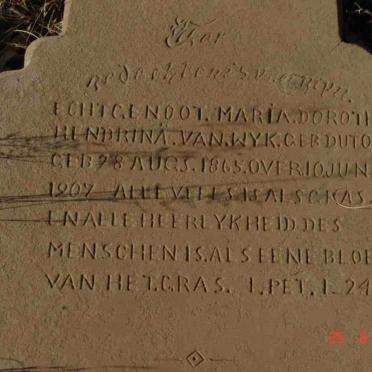 WYK Maria Dorothea Hendrina, van nee DU TOUT 1865-1907