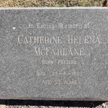 McFARLANE Catherine Helena nee PEETERS -1925