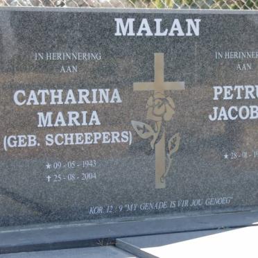 MALAN Petrus Jacobus 1944- &amp; Catharina Maria SCHEEPERS 1943-2004