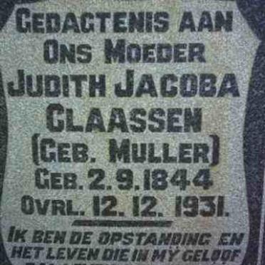 CLAASSEN Judith Jacoba nee MULLER 1844-1931